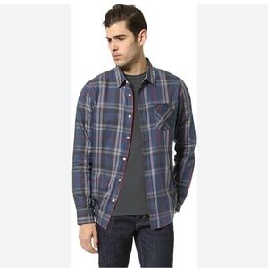 RVCA Gray Red Plaid Men’s Long Sleeve Button Down